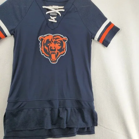 Chicago Bears Shirt Women's Laced up V-Neck Short Sleeve NFL Team Apparel Small - Picture 5 of 12